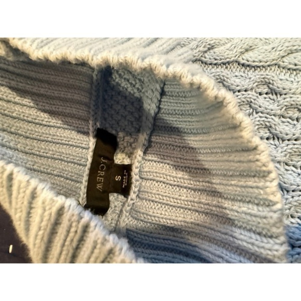 J.Crew Womens Ice Blue Cable Knit Oversize Sweater Size S Spring Easter - Picture 8 of 12